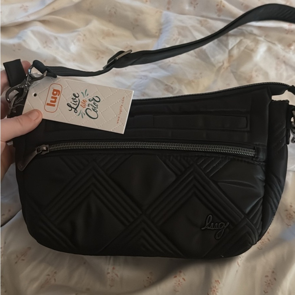 Lug Black Quilted Crossbody Bag